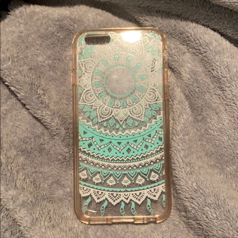 blue and white clear tribal print phone case